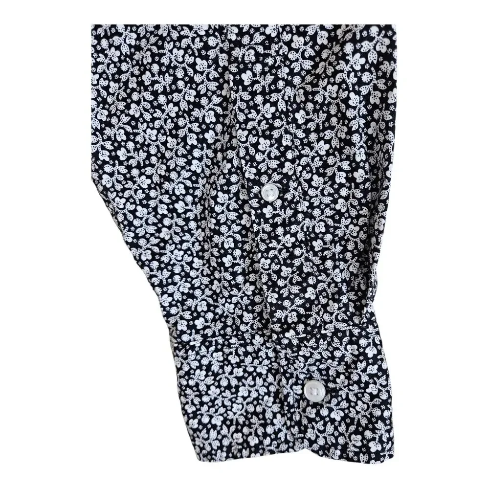 J CREW Men L Shirt Buttondown Classic Fit Floral Black White Long Slv Preppy 46